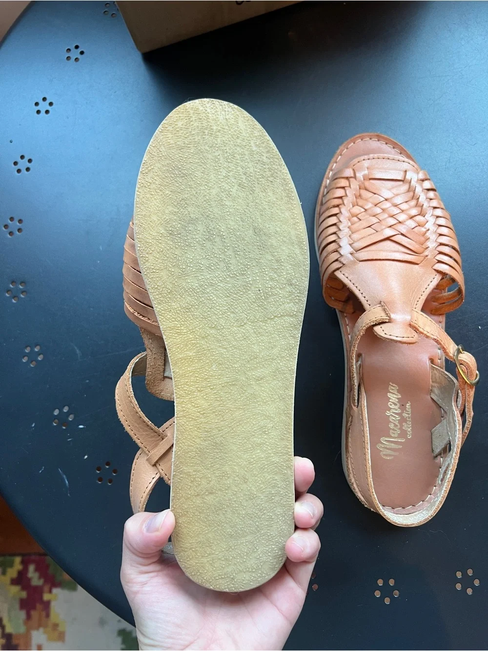 Macarena Tan Leather Huarache Sandals for Women